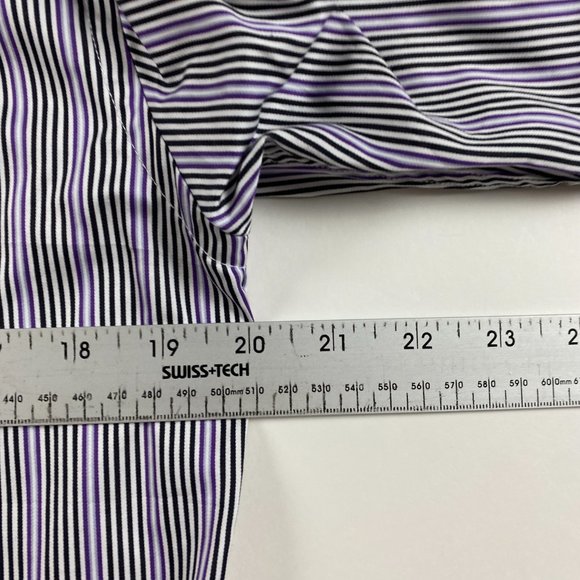 Bugatchi Shaped Fit Shirt Mens Small Purple White Stripe Cotton - Picture 7 of 11